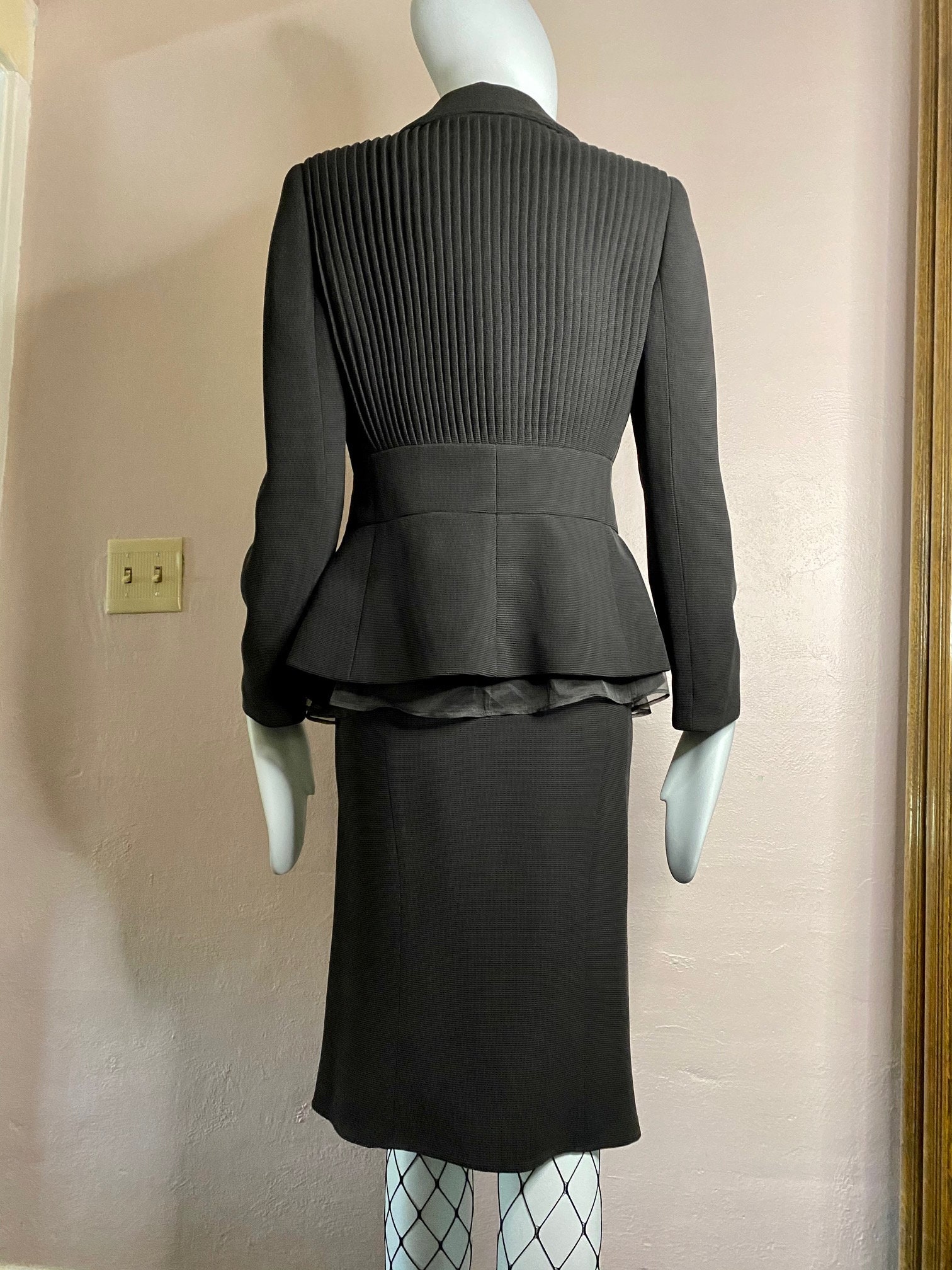 GIORGIO ARMANI black silk power suit designer Italian size 40 | Etsy