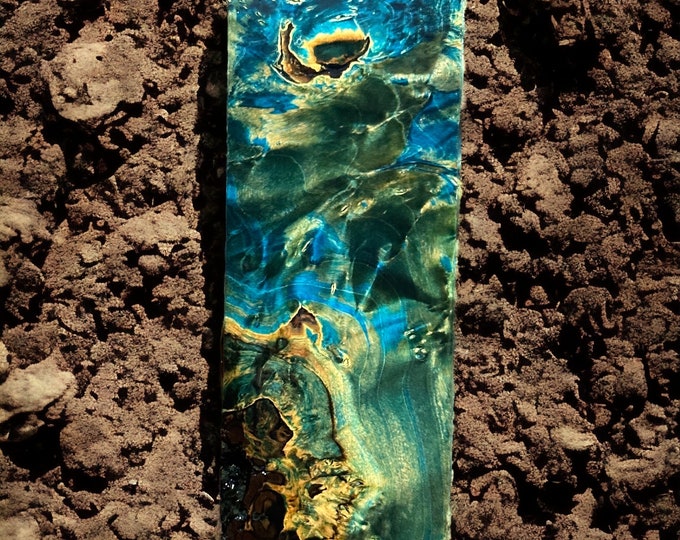 Manche De Couteau En Amboyna Burl - ébauche Bicolore 150 X 45-50 X 30-32 Mm, Neuf