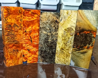 Stabilized dye golden amboyna Burl Wood, knife maker gift, Stabilized Wood For Crafts, knife blanks