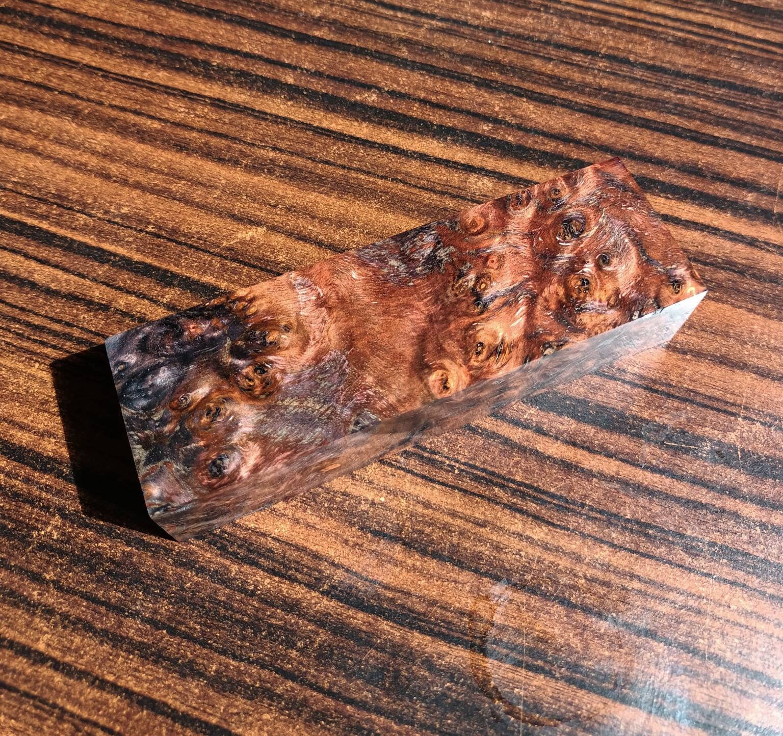 Double dye Stabilized Wood burl knife handle knife scales old Etsy