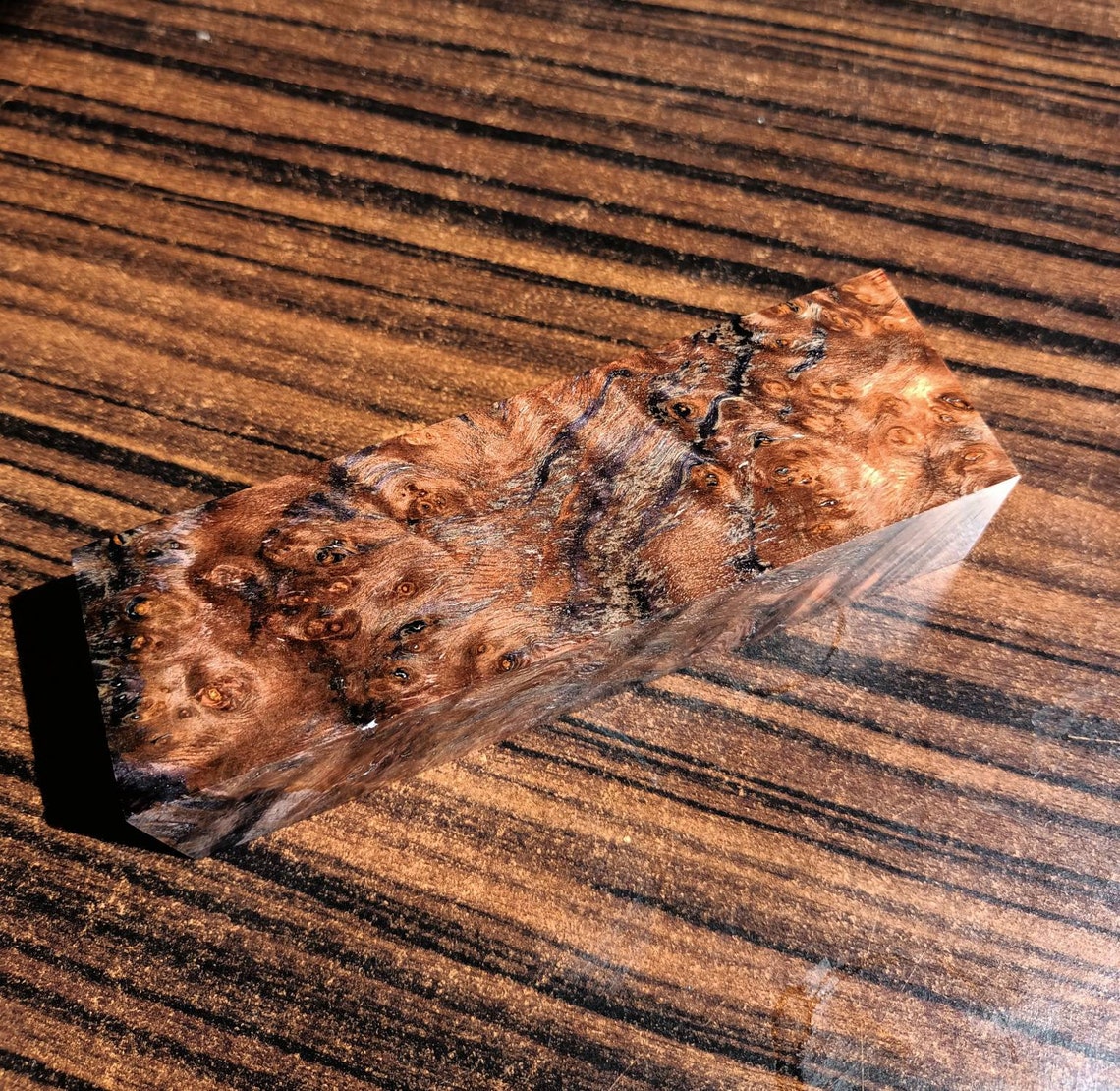 Double dye Stabilized Wood burl knife handle knife scales old Etsy