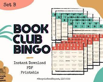 Digital Book Club Bingo Game: SET B - Instant, Printable, PDF