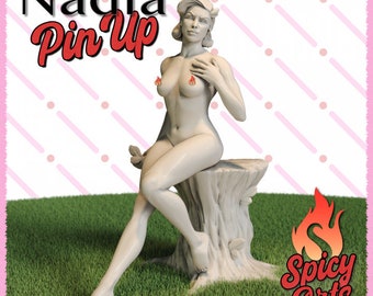 Spicy Arts - Nadia, The Elv Pin Up / 3D Miniature for Wargaming, Tablettop, Collector, Painter, DnD, Fantasy
