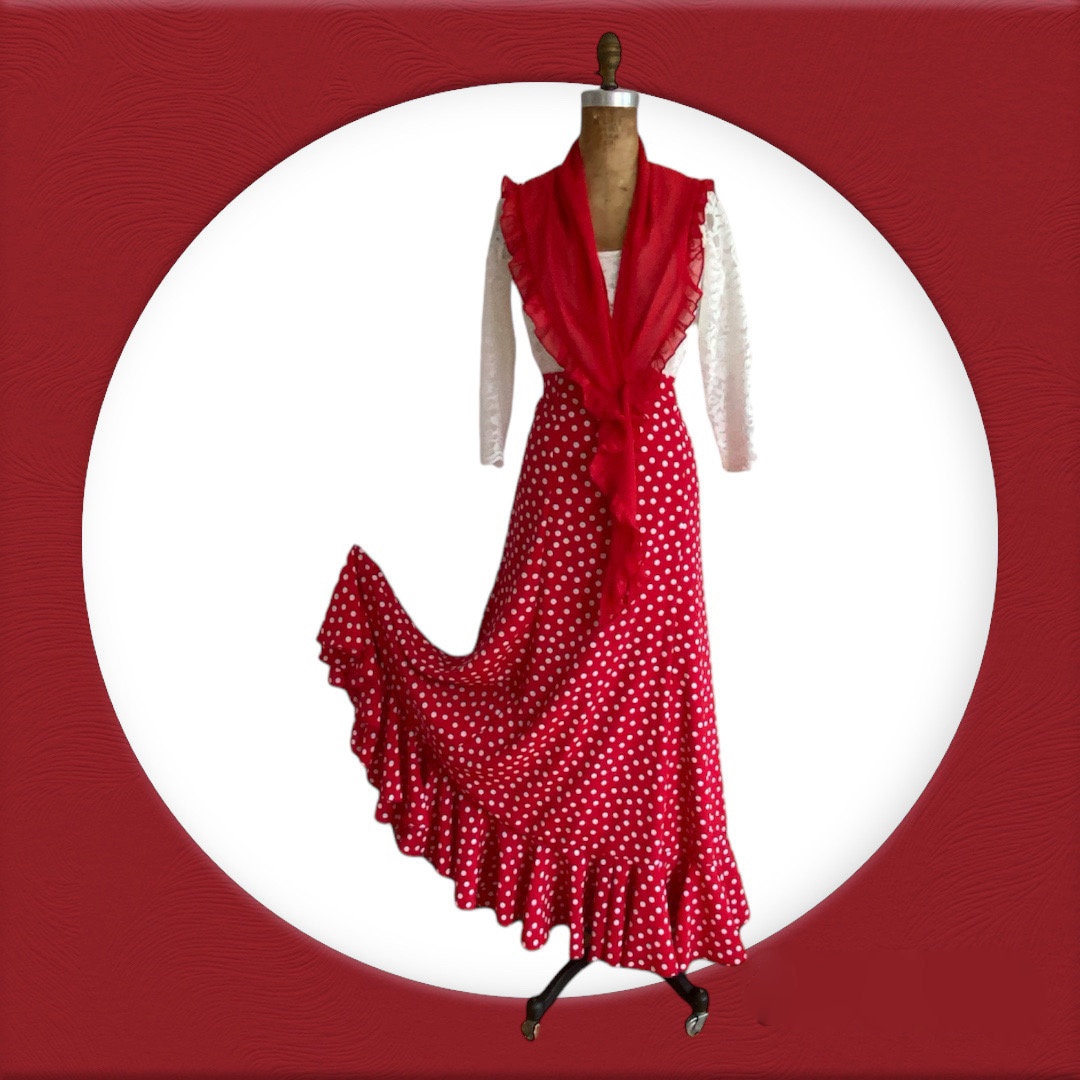 Flamencoブラウス赤 赤いトップス/RED TOPS - オリジナル フラメンコ衣装「12DOCE