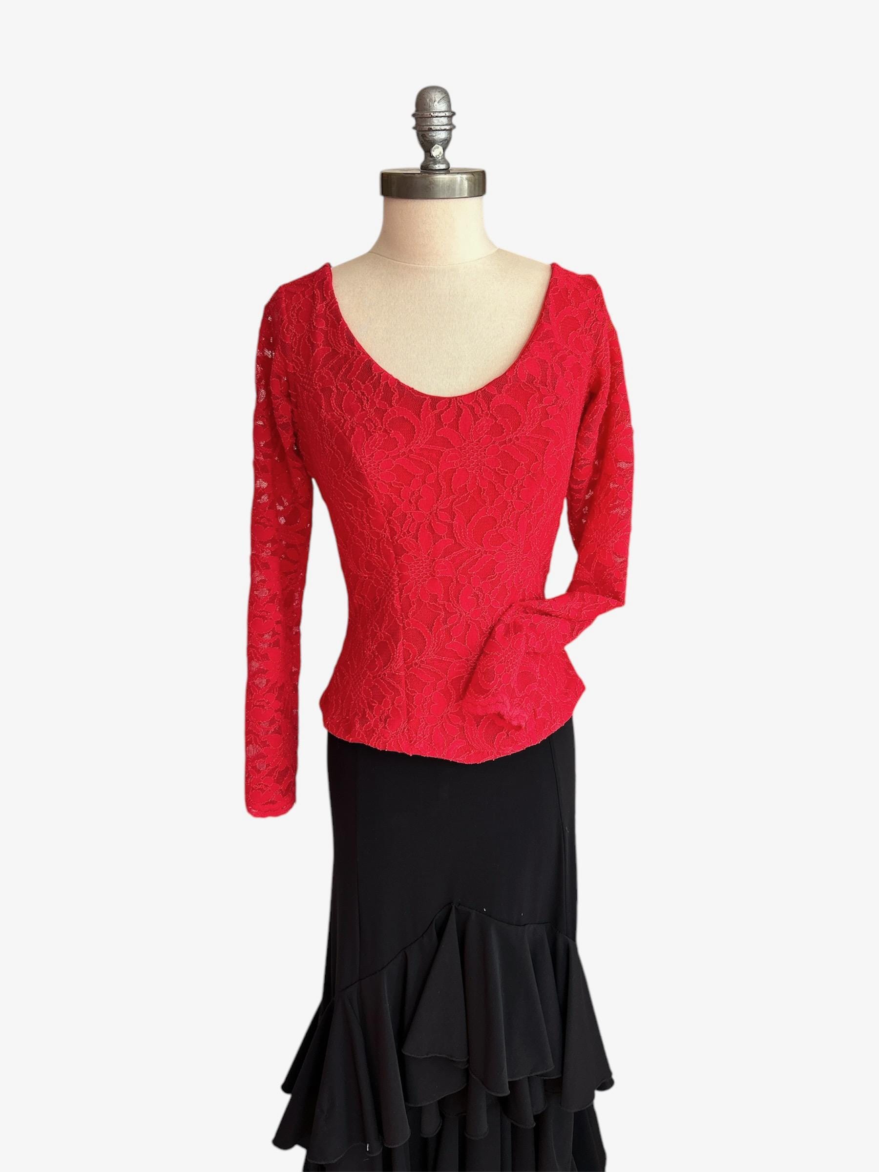 Flamencoブラウス赤 Flamenco Blouse & Skirt / Polka Dots / Red & Black / JFBS-1