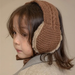 ꫂৎ Knit Earmuffs Headband with warm faux fur for women and kids