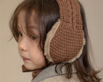 Kids Chunky knit Mimikaba Earmuffs with warm fauxfur