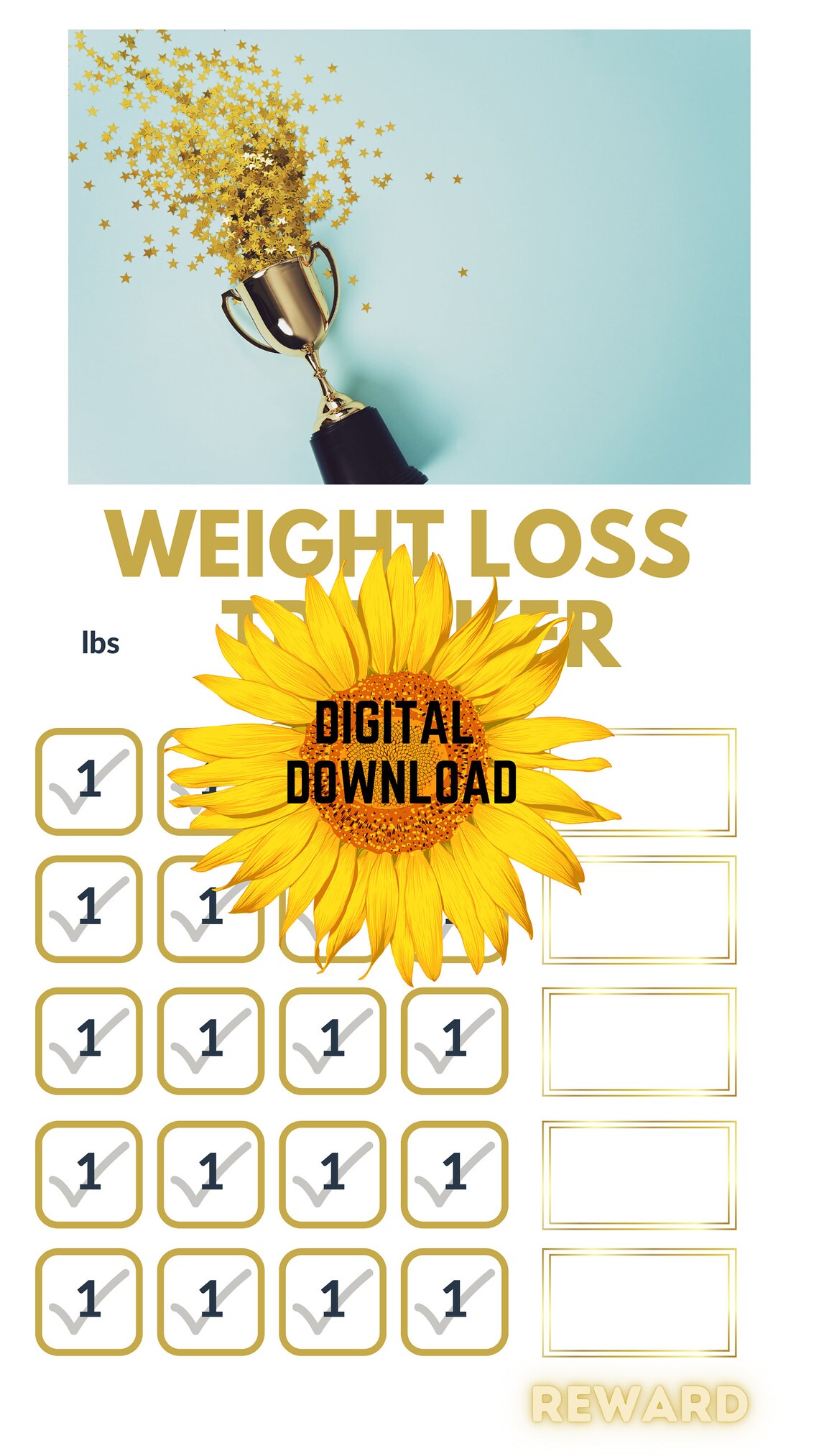 PRINTABLE Weight Loss Reward Tracker Chart in Lbs or Kg Etsy
