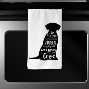 This Home is Filled With Kisses, Wagging Tails, Wet Noses, and Love, Dog Kitchen Towel, Kitchen Gift for Dog Lover, Dog Themed Kitchen Towel