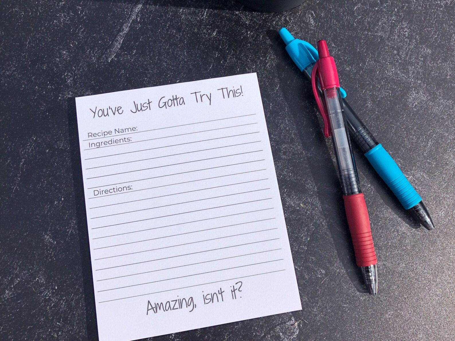 Recipe Notepad, Kitchen Notepad, Recipe Card, Paper to Share Recipes