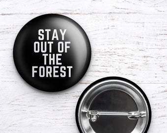 true crime gift, true crime, true crime pin, quirky gift, mfm gifts, stay out of the forest, true crime magnets, podcast pins, podcast fan