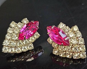 Vintage ruby crystal earrings, sparkling zircon earrings,cluster crystal earrings,gemstone cluster earrings,small earrings for women