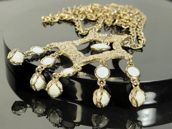 Vintage pearl drop chandelier necklace,pearl drop… - image 8