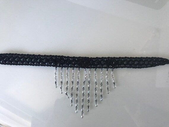 Rhinestones black velvet choker, Black beaded cho… - image 10