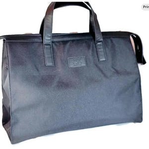Pasta de trabalho feminina autêntica Giorgio Armani Acqua Di Gio em lona preta, bolsa de trabalho feminina