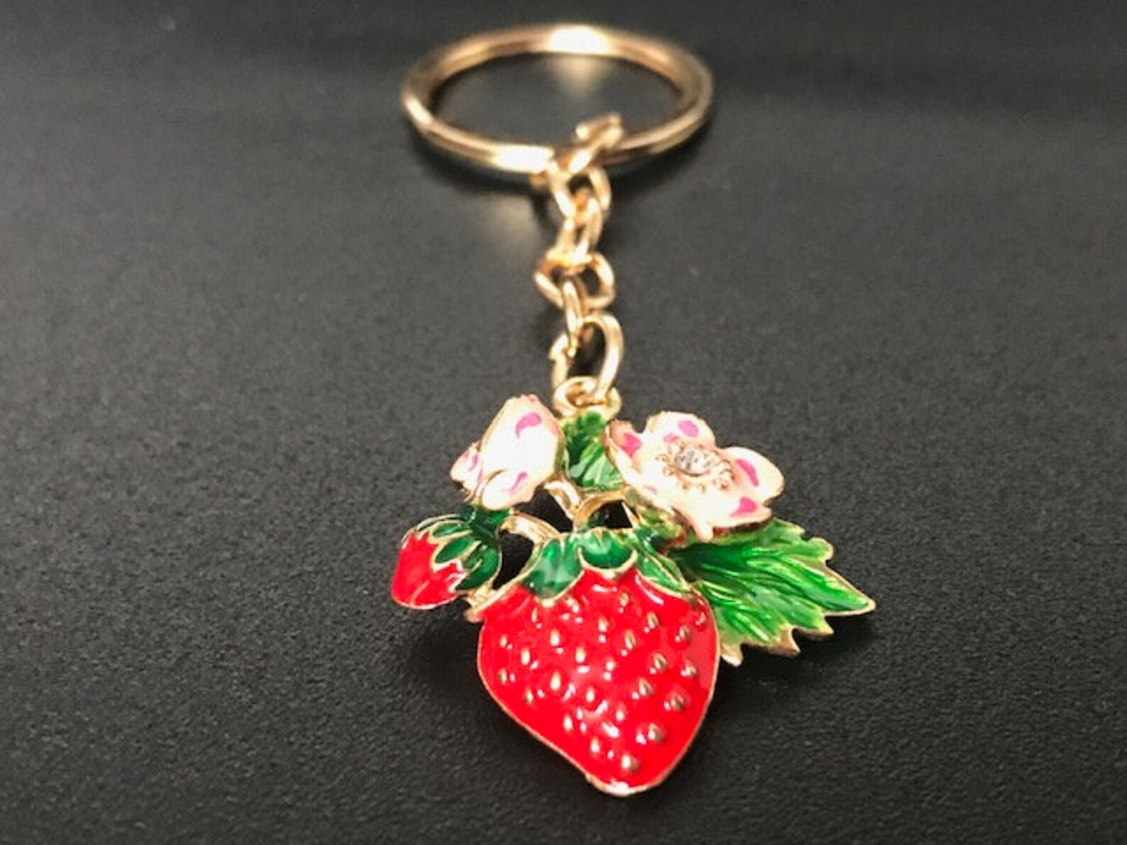 Enamel Strawberry Keyring for Car Keyskeychain Etsy