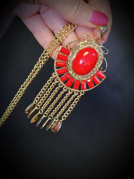 luxury tassel rhinestone necklace,Southwestern ena