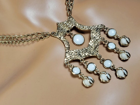 Vintage pearl drop chandelier necklace,pearl drop… - image 6