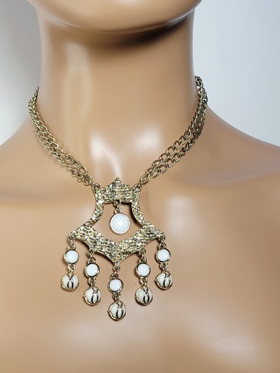 Vintage pearl drop chandelier necklace,pearl drop… - image 10