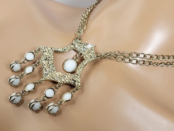 Vintage pearl drop chandelier necklace,pearl drop… - image 5