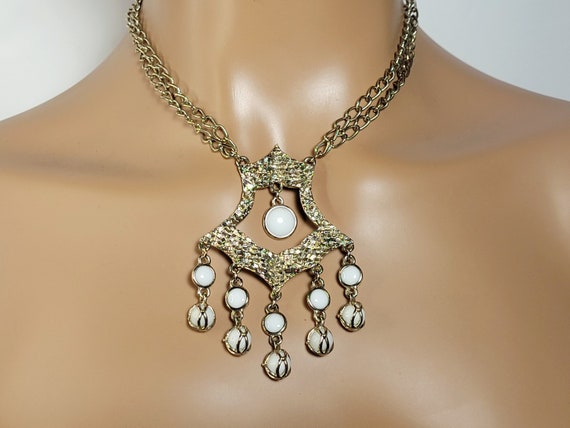 Vintage pearl drop chandelier necklace,pearl drop… - image 3