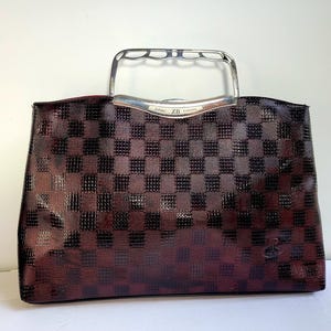 Vintage braune ZB Lackleder Tasche, Damen Braune Tasche,1960er Jahre Handtasche,