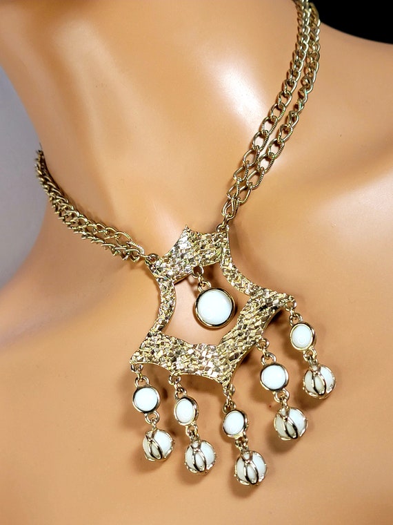 Vintage pearl drop chandelier necklace,pearl drop… - image 9