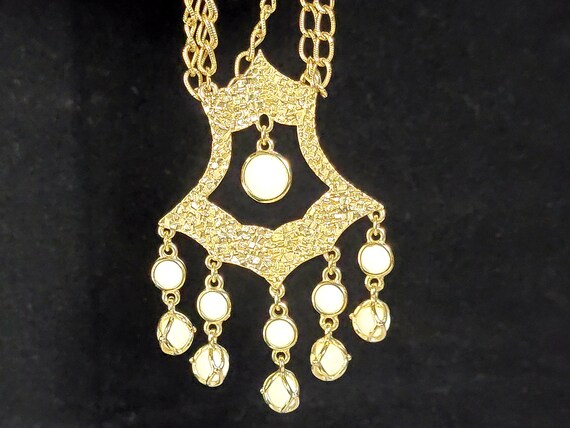 Vintage pearl drop chandelier necklace,pearl drop… - image 1
