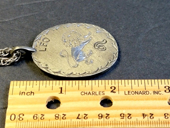 Hand Engraved Pewter LEO Astrology Zodiac Pendant… - image 10