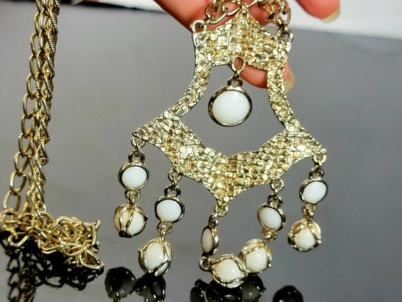 Vintage pearl drop chandelier necklace,pearl drop… - image 2