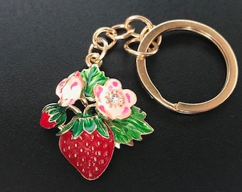 Red and pink strawberry Key chain ,Strawberry shape keychain pendant,Keychain for women small