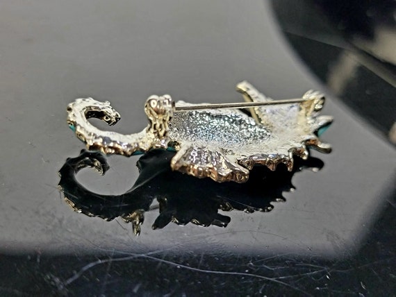 Teal enamel seahorse brooch,something blue for br… - image 3