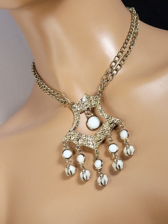 Vintage pearl drop chandelier necklace,pearl drop… - image 4