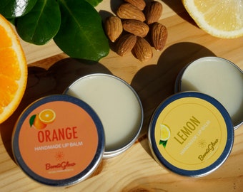 Paquet de baume à lèvres, Célébration des agrumes - Baume à lèvres citronné et baume à lèvres à l’orange sauvage / 100% naturel / Cadeaux / Cadeaux de fête / Cadeau de soins personnels / Hydratant