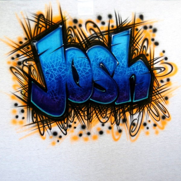 Airbrush T-Shirt - Custom Graffiti Style Spray Art - Slash Pattern Print Design - Personalized with Your Name or Word