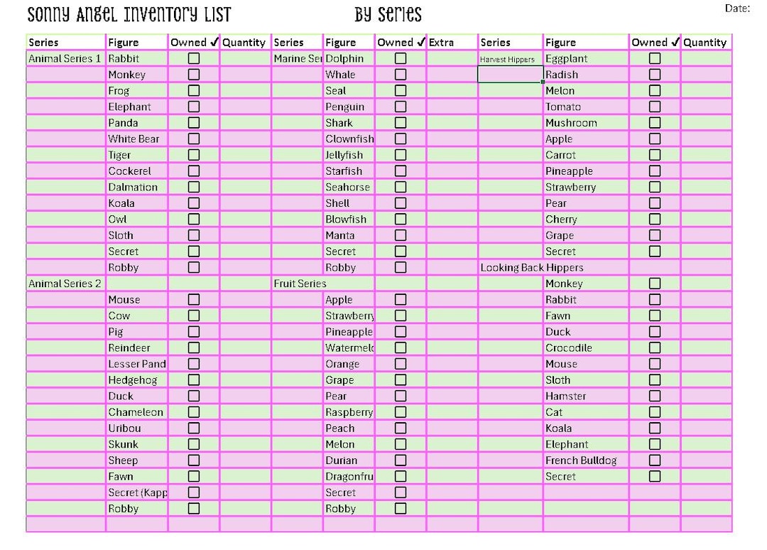 Ref Inventory Sonny Angel Inventory Log & Checklist | Limited Edition Tracker ...