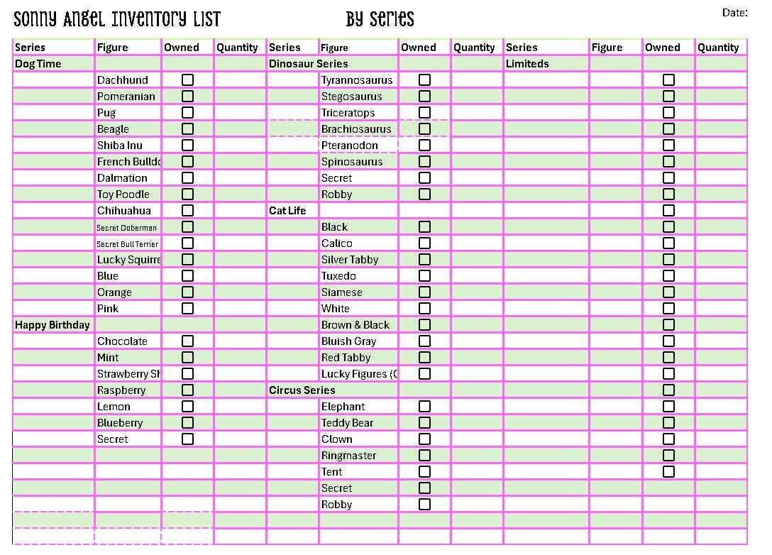 Ref Inventory Sonny Angel Inventory Log & Checklist | Limited Edition Tracker ...