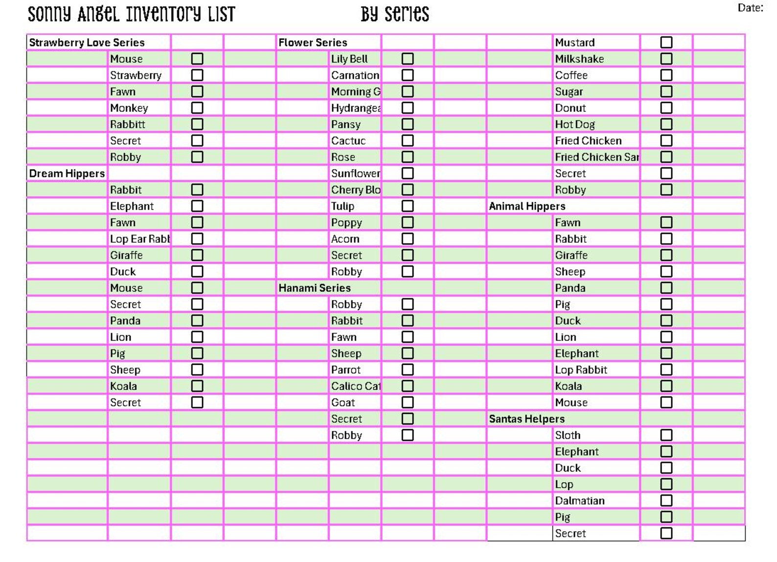Ref Inventory Sonny Angel Inventory Log & Checklist | Limited Edition Tracker ...