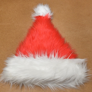 One Size Adults Santa Hat Party Hat Red White Faux Fur High Quality