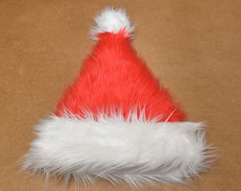 Faux Fur Santa Hat: Red, White, Adult Size, USA Made - Etsy display picture 3