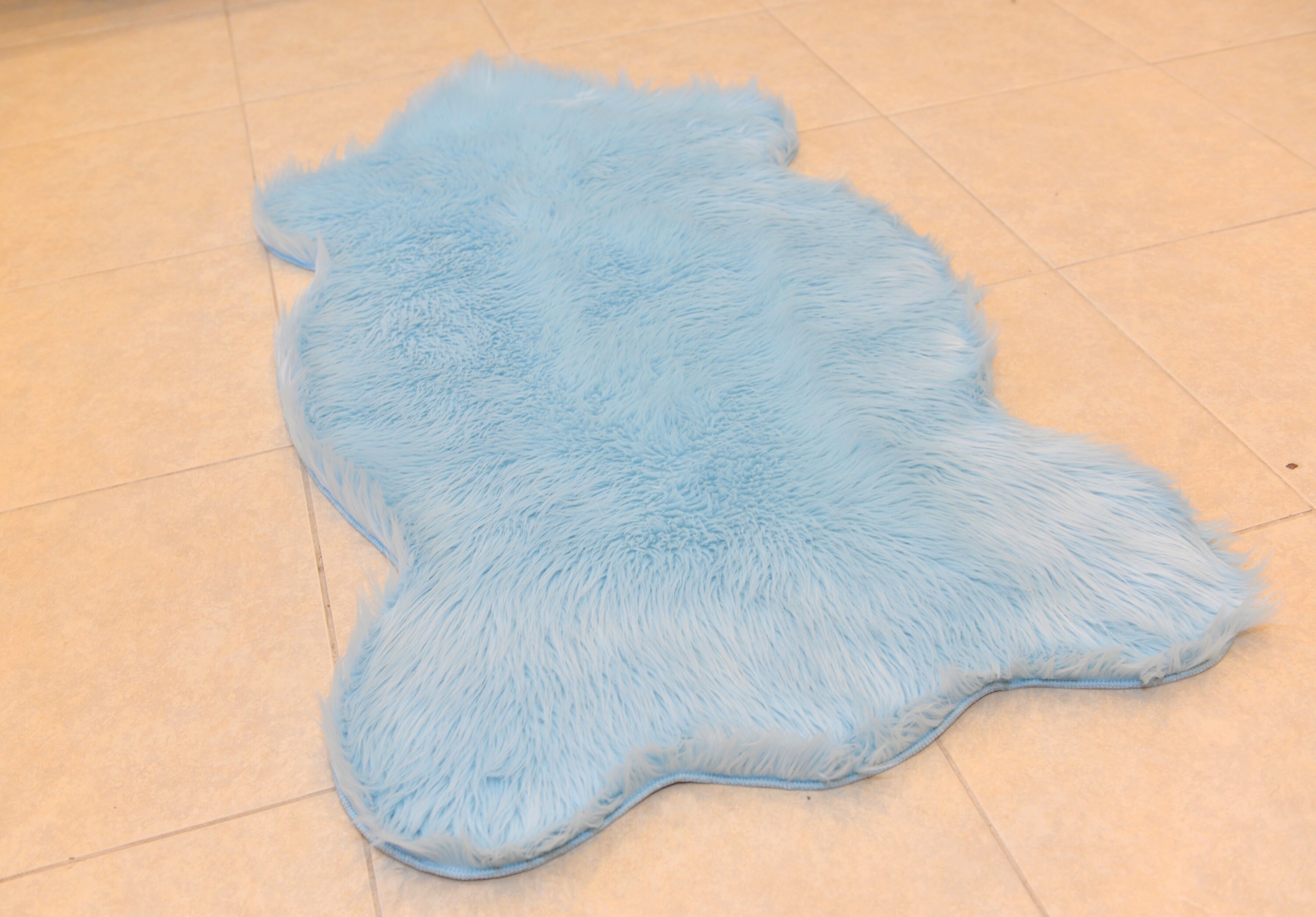 Medium 5’ Baby Blue Nursery Area Rug Furry Imitate Fur Kids Room Decors ...