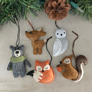 Woodland felt christmas decorations clearance