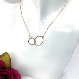 Gold Entwined Circle of Life Necklace Gold Filled Circles and Chain Romantic Necklace Ideal Gift or For Everyday Wear
