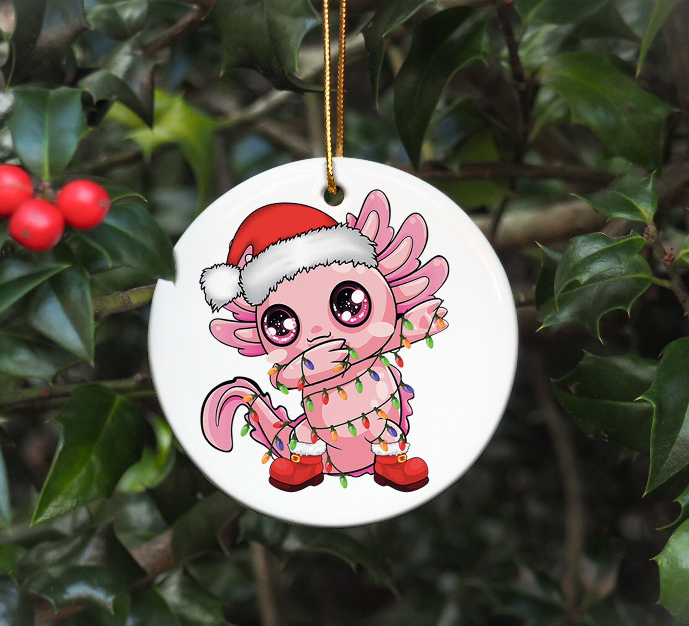 Cute Axolotl Santa Christmas Light Ornament Axolotl Gifts Etsy UK