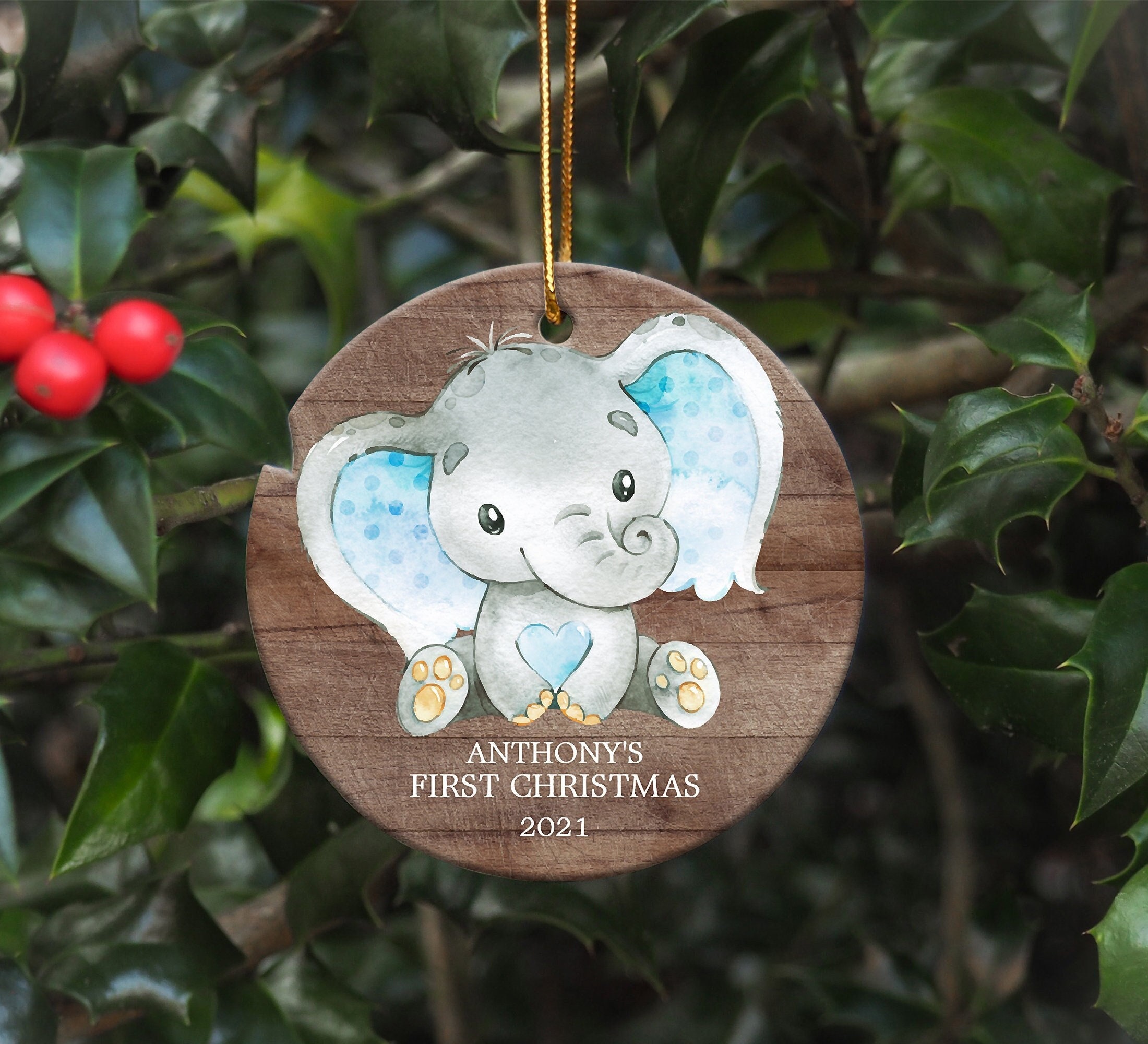 Baby's First Christmas Elephant Ornament 