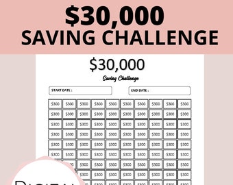 30000 Savings Challenge, House Saving Tracker, Financial Planner, Money Saving Plan, 30K Challenge, Instant Download, Dream Come True Saving