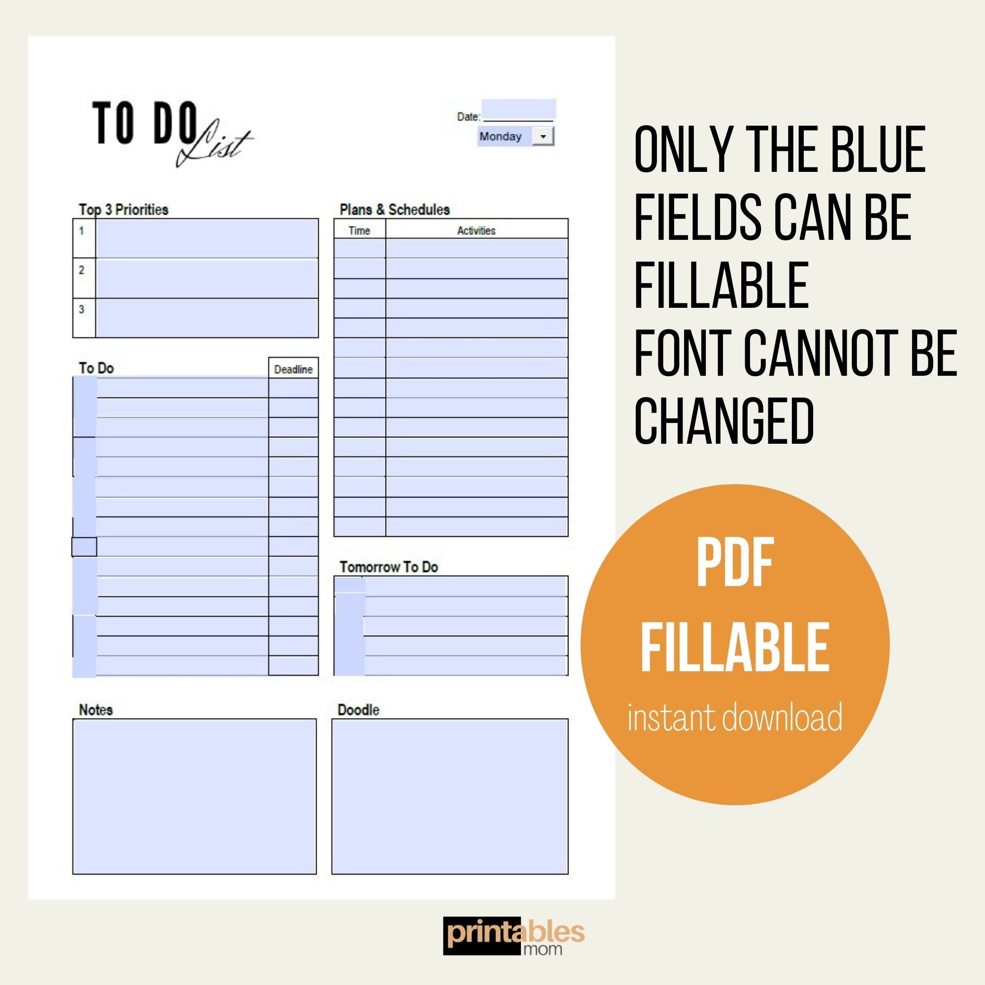To Do Liste pdf Vorlage zum Ausdrucken tagesplaner, editierbar - Etsy.de