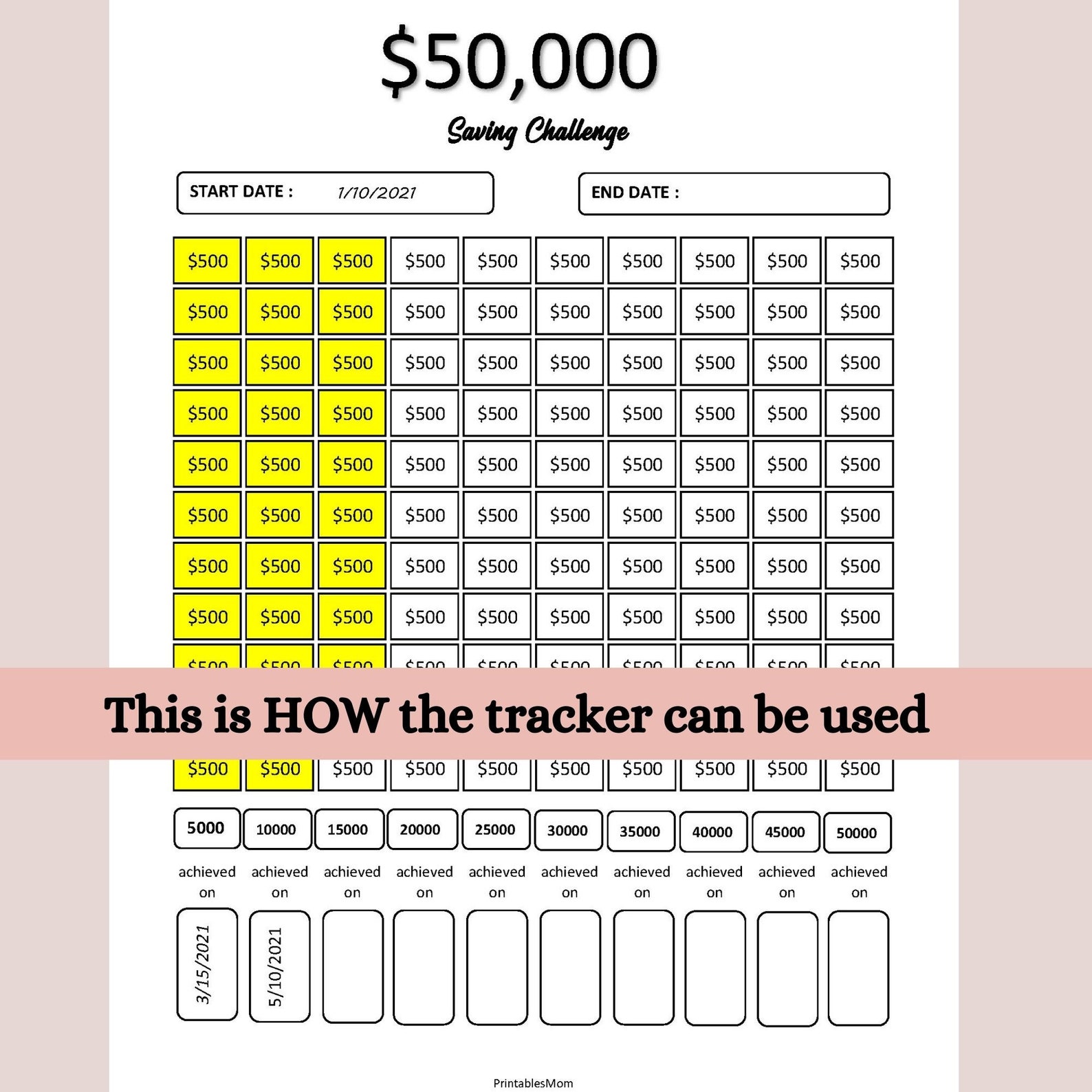 50000 Savings Challenge, House Saving Tracker, Money Saving Plan, 50K