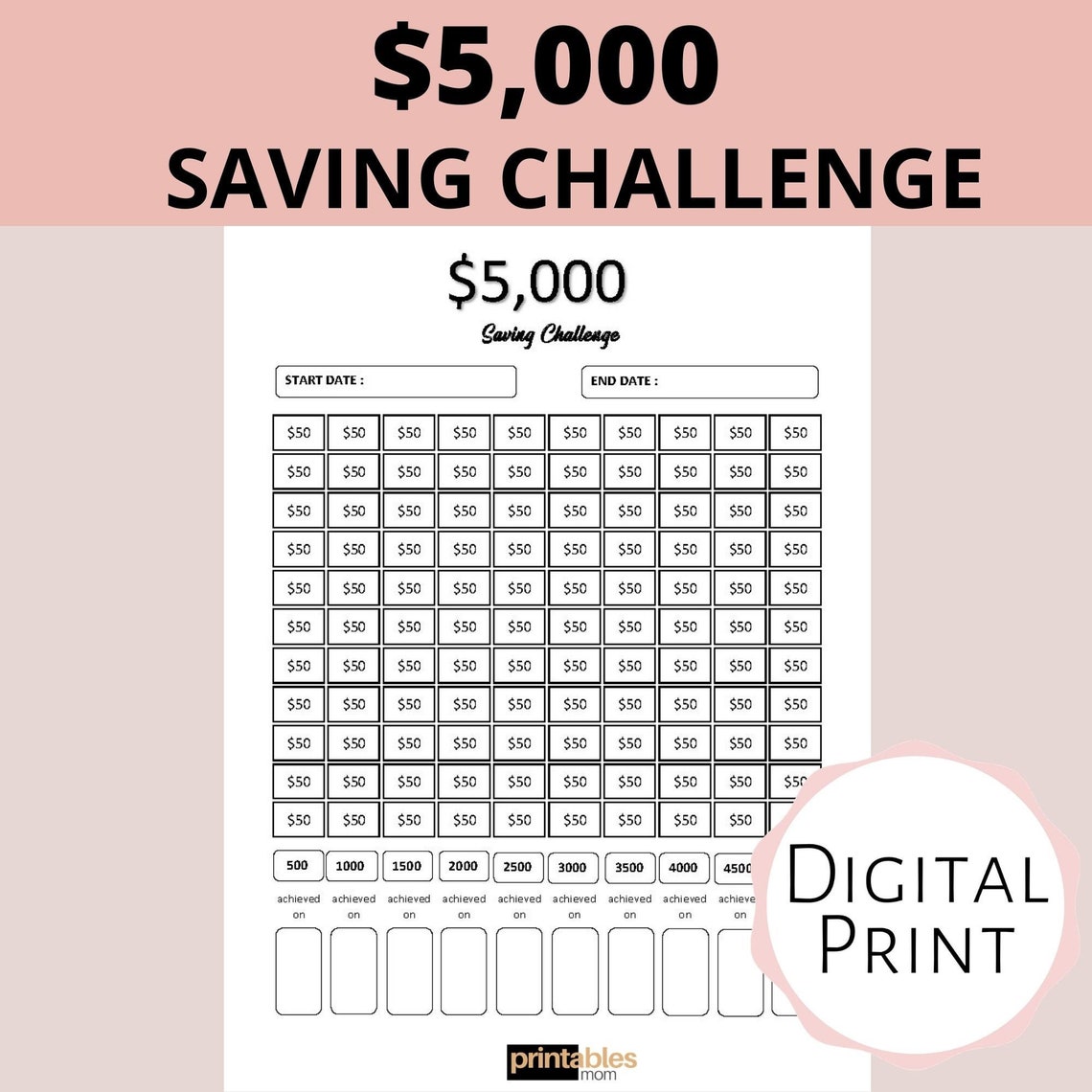 Savings Challenge Printable Pdf Free Uk