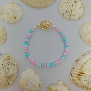 pulseira tartaruga pastel criança preppy pulseira oceano adolescente pulseira semente contas pulseira colorido presente elástico contas jóias charme pulseira